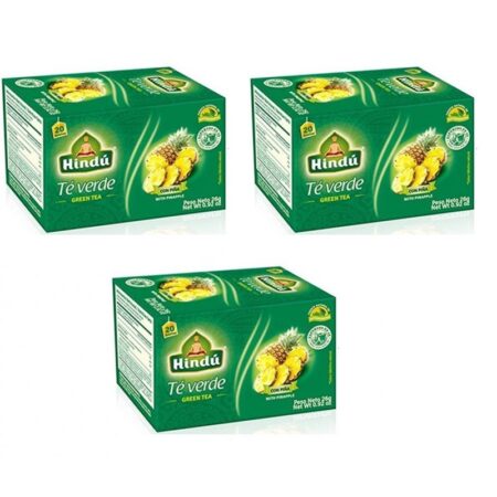 Pineapple Tea with Green Tea Hindu/ Te Verde Con Pina 20 bags - 4 Boxes