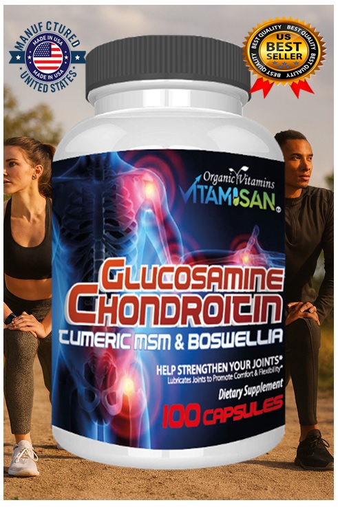 Glucosamine Chondroitin with Turmeric, MSM & Boswellia – Joint Support Supplement for Mobility, Comfort & Flexibility – 100 Capsules by Vitamisan