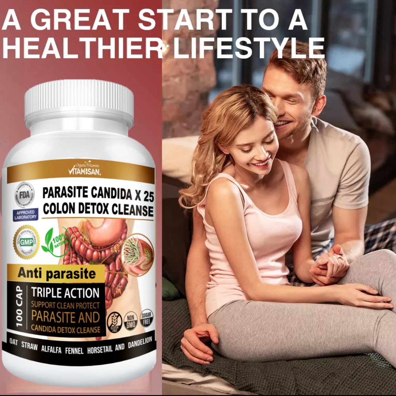 PARASITE CANDIDA COLON DETOX CLEANSE 100 VITAMISAN