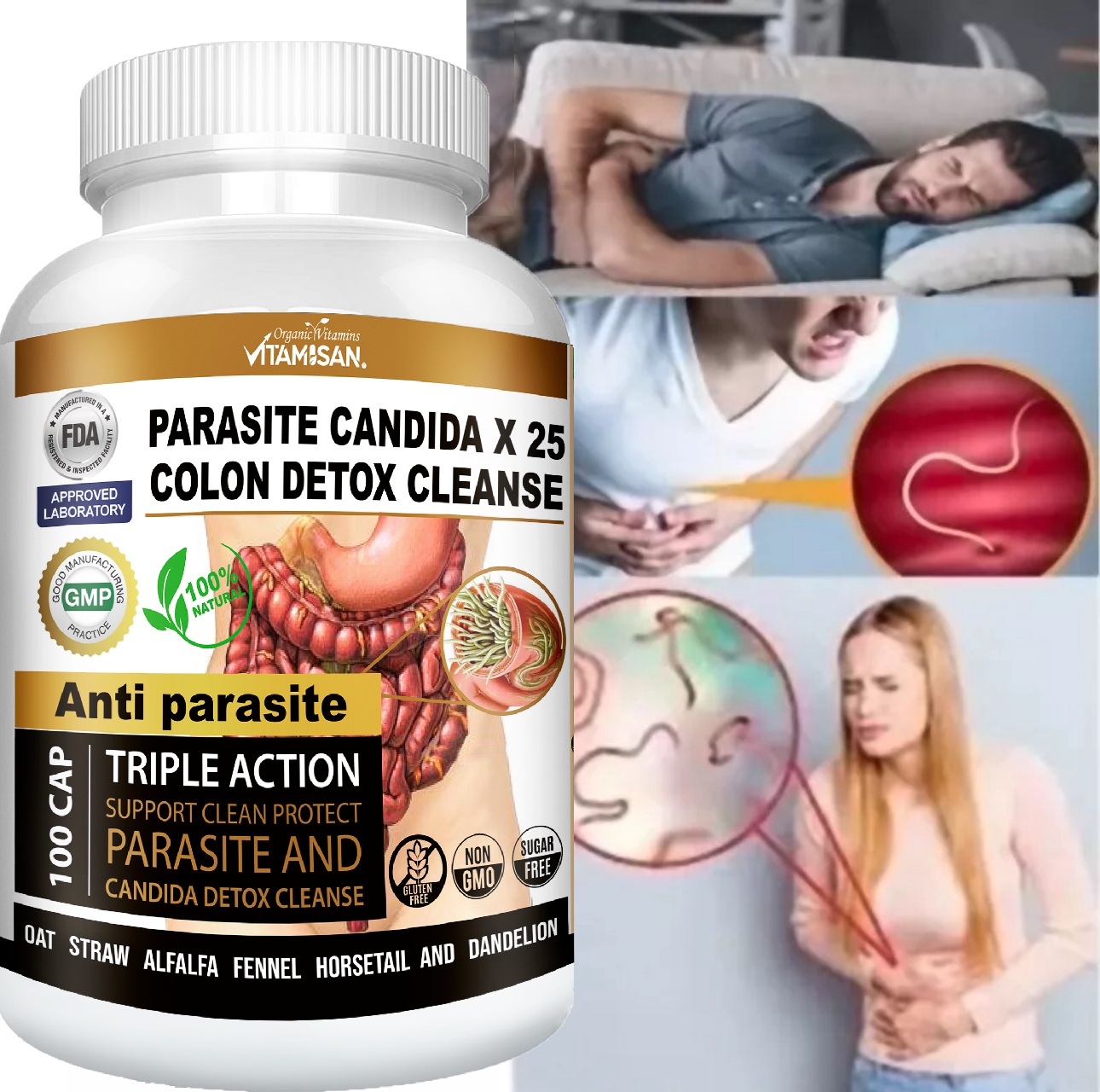 PARASITE CANDIDA COLON DETOX CLEANSE 100 VITAMISAN