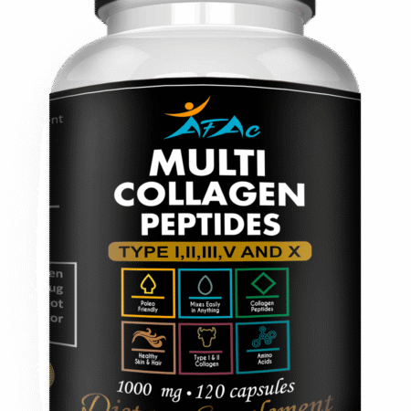 Multi Collagen Peptides VITAMISAN AFAC 120 Caps – Hair, Skin, Nails & Joint Support | Type I, II, III, V, X